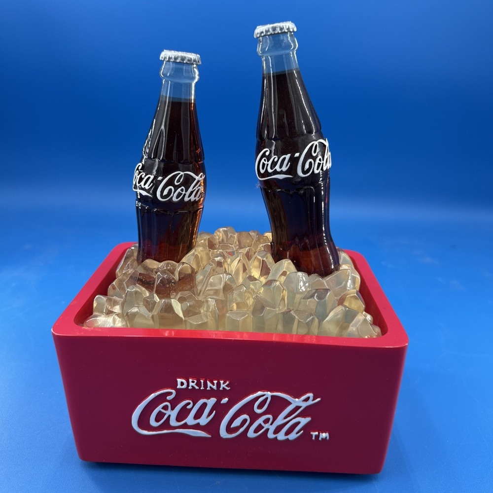 Vtg Coca Cola 2 Bottle Battery Operated Lights & Sound Display Fountain W/ Box